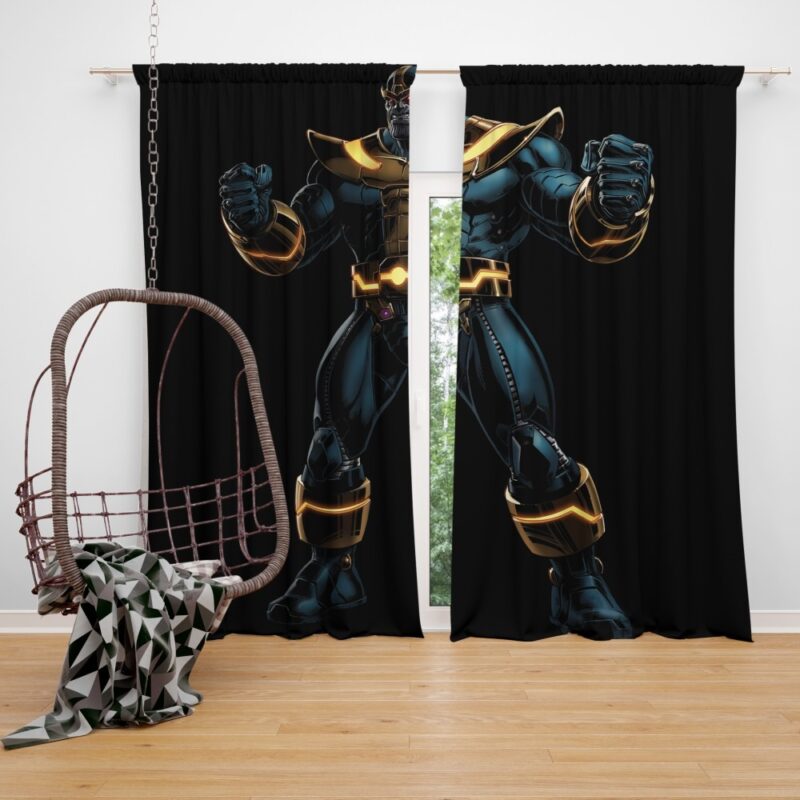 Thanos Fictional Super Villain Marvel Comics Bedroom Window Curtain