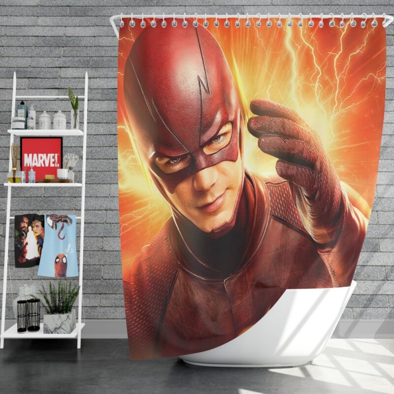 The Flash Season 2 Grant Gustin Barry Allen Shower Curtain