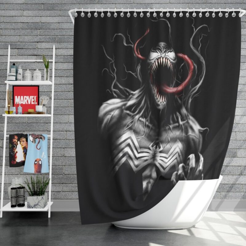 Venom Comics X-Men Blue Marvel Shower Curtain