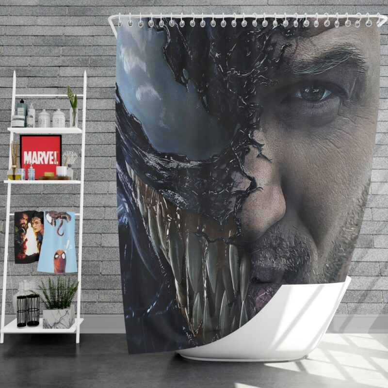 Venom Movie Tom Hardy Face Man Secret Avengers Shower Curtain