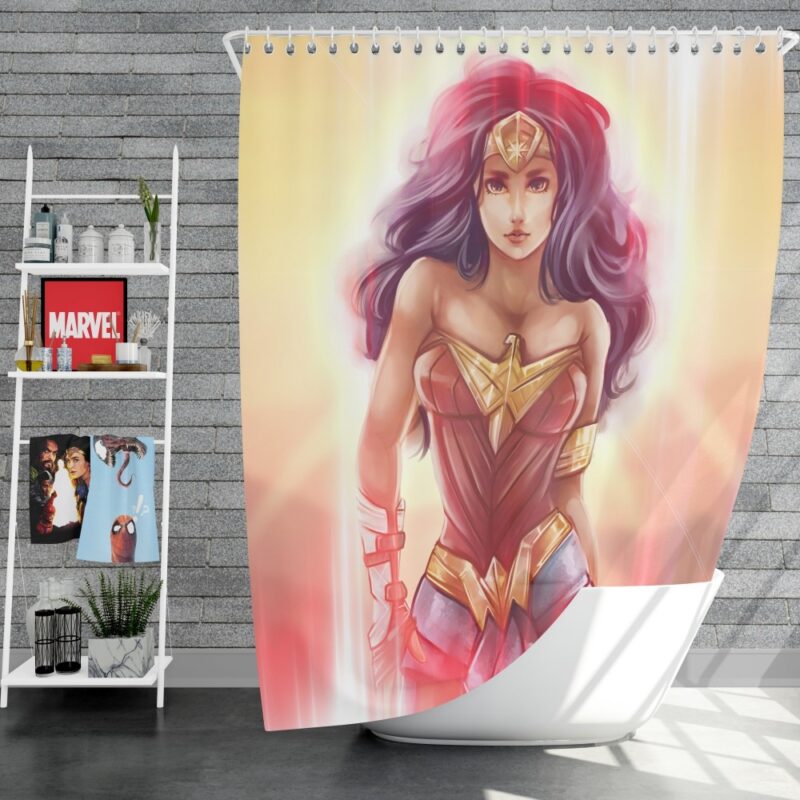 Wonder Woman Fan Art Digital Paint Shower Curtain