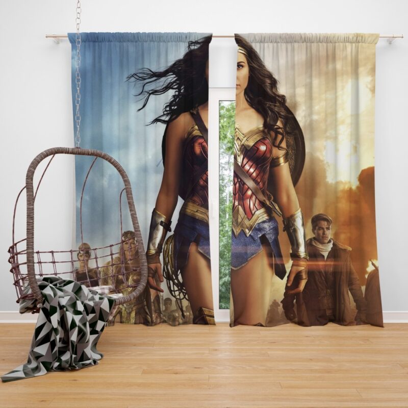 Wonder Woman Movie Gal Gadot Chris Pine Bedroom Window Curtain