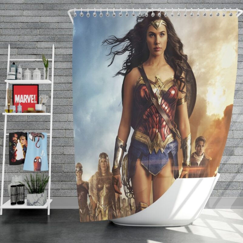Wonder Woman Movie Gal Gadot Chris Pine Shower Curtain
