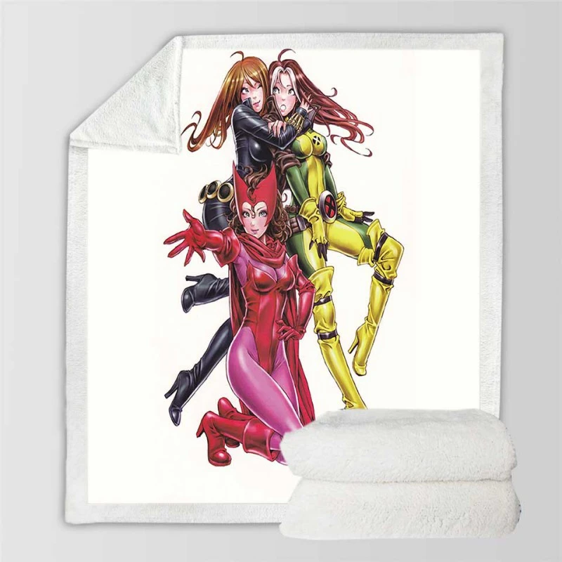 Black Widow Scarlet Witch and Rogue Marvel Comics Sherpa Fleece Blankets