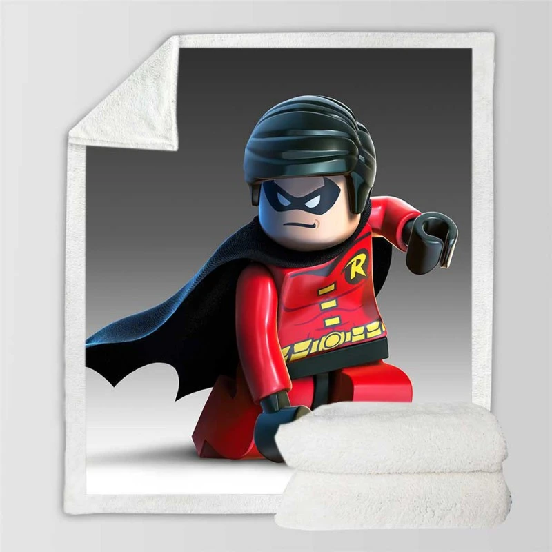 DC SuperHero Robin Lego Video Game Sherpa Fleece Blankets