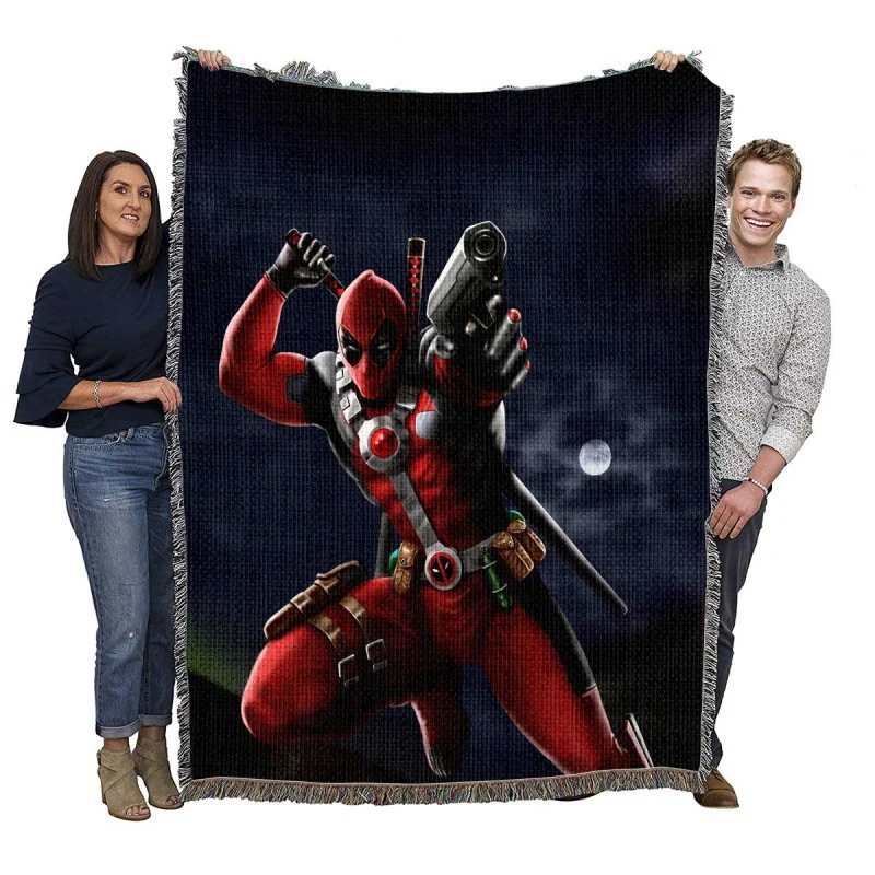 Deadpool Digital Paint Art Woven Blankets