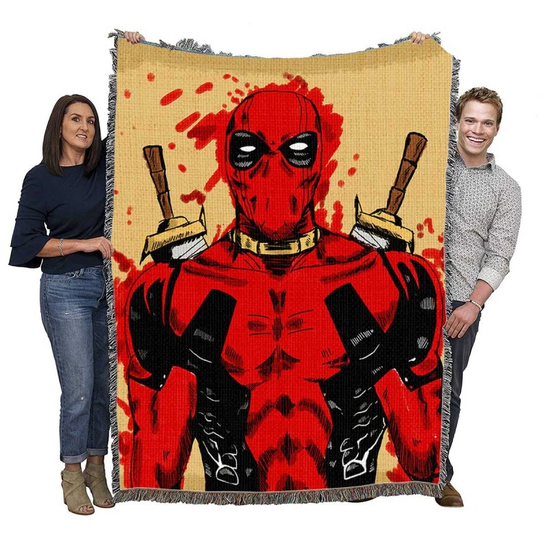 Deadpool Marvel Comic Art Woven Blankets