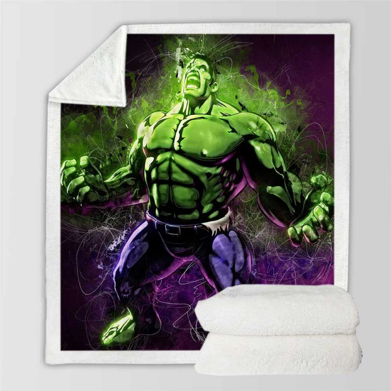 Marvel Comic Incredible Hulk Artwork Sherpa Fleece Blankets