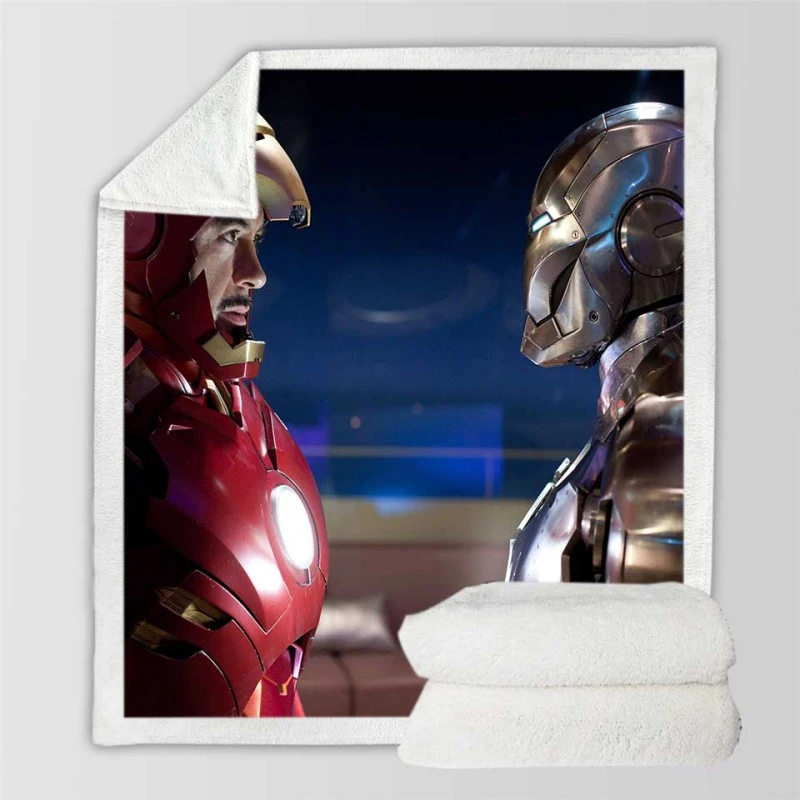 War Machine Rhodey Marvel MCU Iron Man 2 Movie Sherpa Fleece Blankets