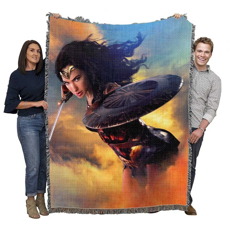 Wonder Woman Movie Diana of Themyscira Gal Gadot Woven Blankets
