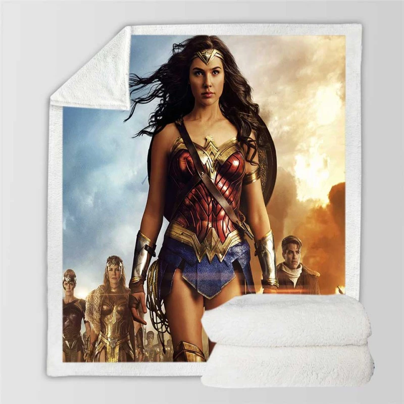 Wonder Woman Movie Gal Gadot Chris Pine Sherpa Fleece Blankets