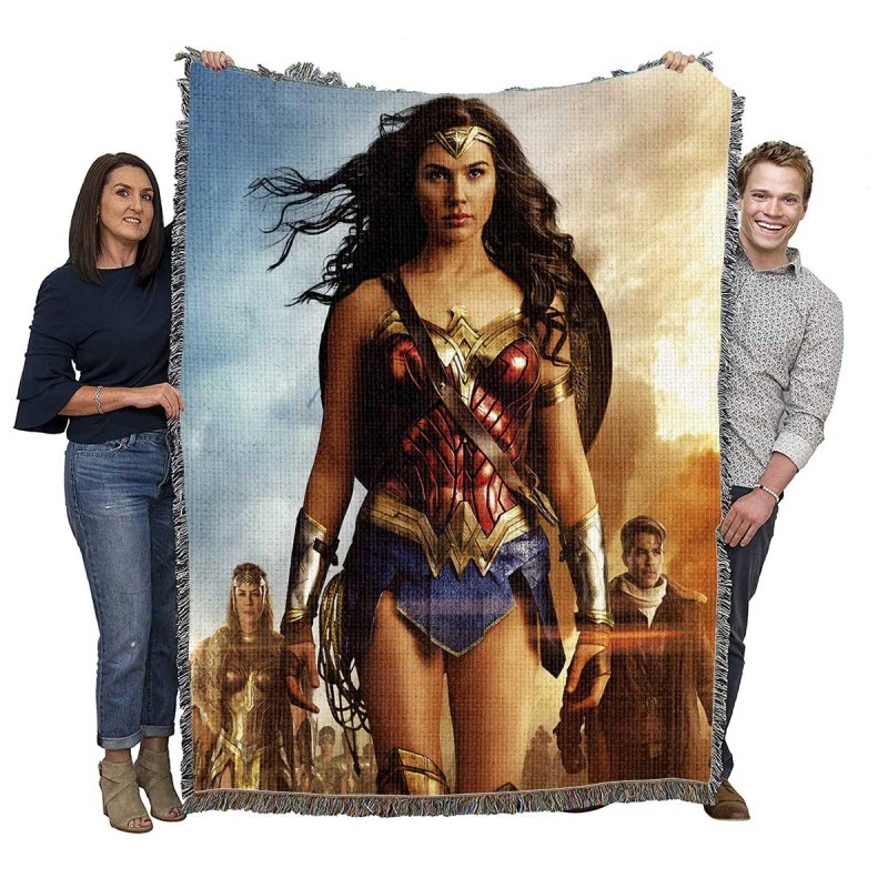 Wonder Woman Movie Gal Gadot Chris Pine Woven Blankets