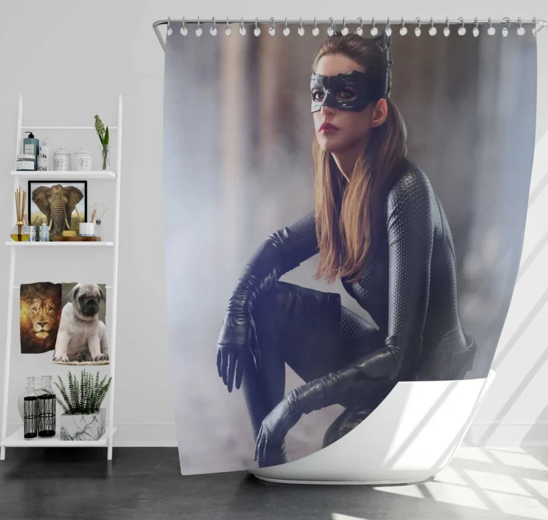Anne Hathaway Catwoman in The Dark Knight Rises DC Shower Curtain