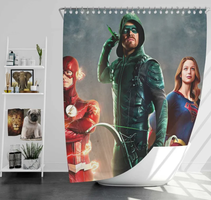 Arrow Crossover: The Heroes of Arrowverse Unite Shower Curtain