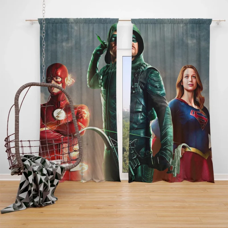 Arrow Crossover: The Heroes of Arrowverse Unite Window Curtain