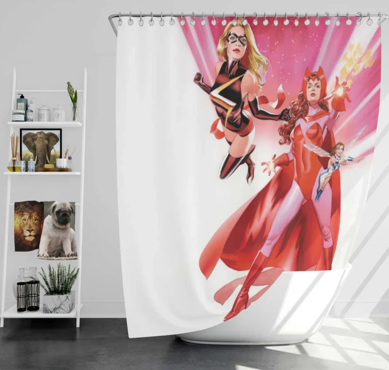 Avengers Assemble: Ms. Marvel Unites in Comics Shower Curtain