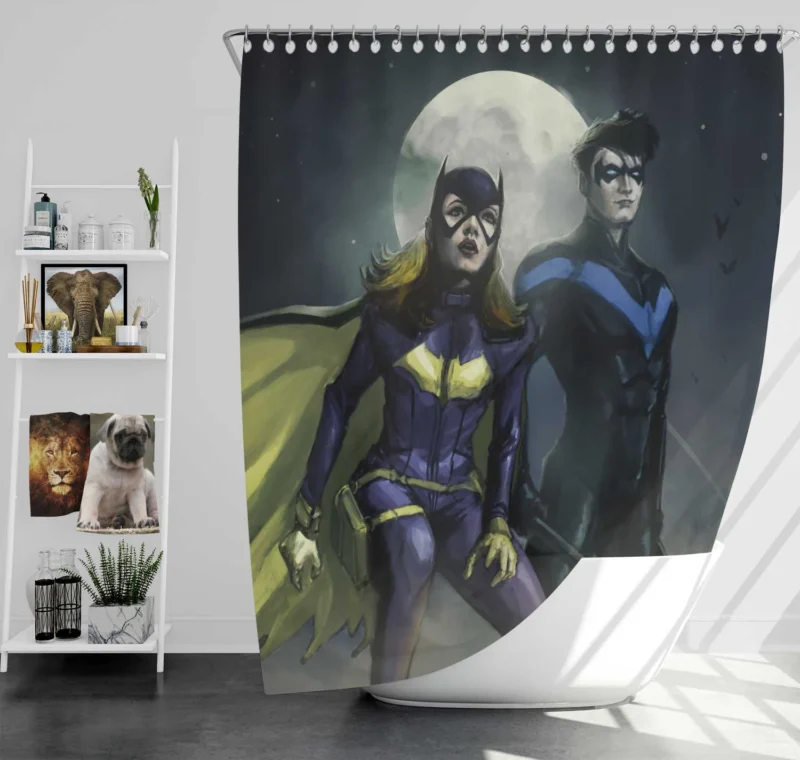 Batgirl and Nightwing Comics Collaboration Shower Curtain