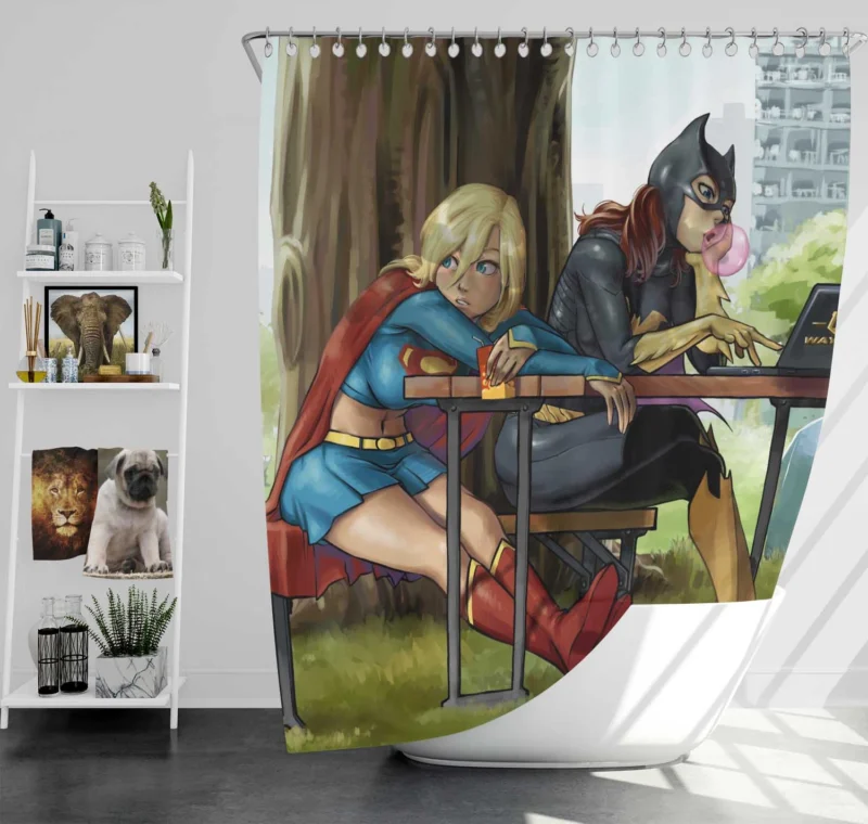Batgirl and Supergirl: Dynamic Duo Shower Curtain