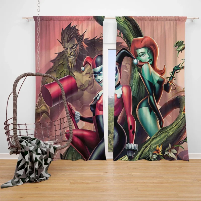 Batman and Harley Quinn: Join Poison Ivy Mischief Window Curtain