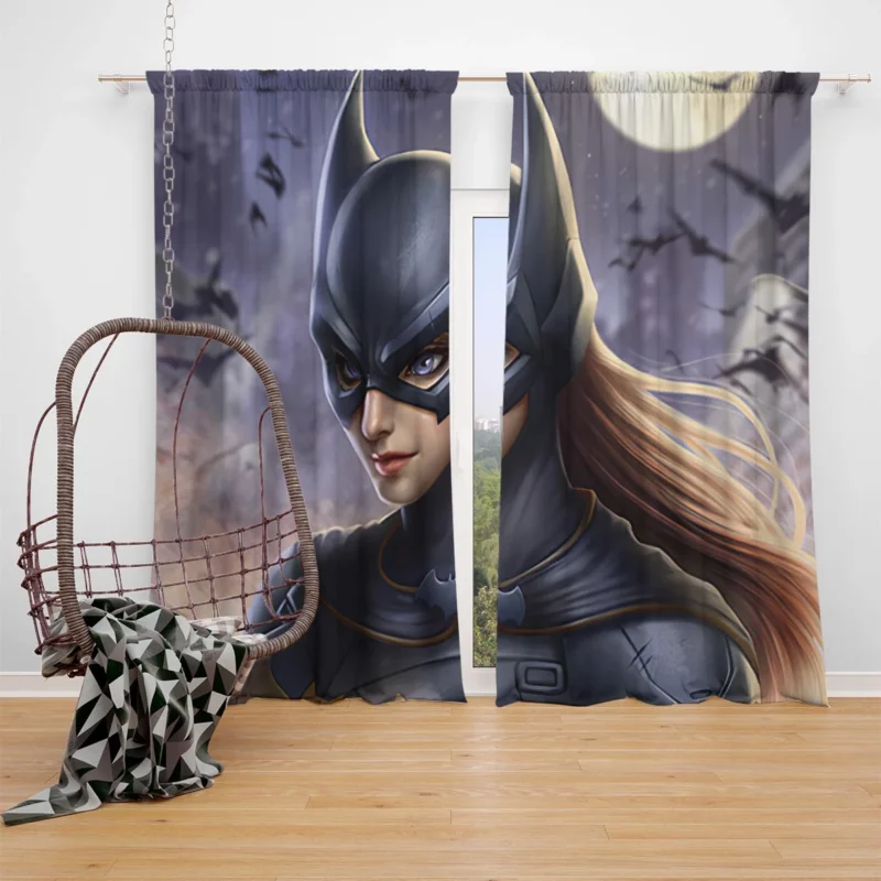 Batwoman: DC Comics Character with Brown Hair and Blue Eyes Window Curtain