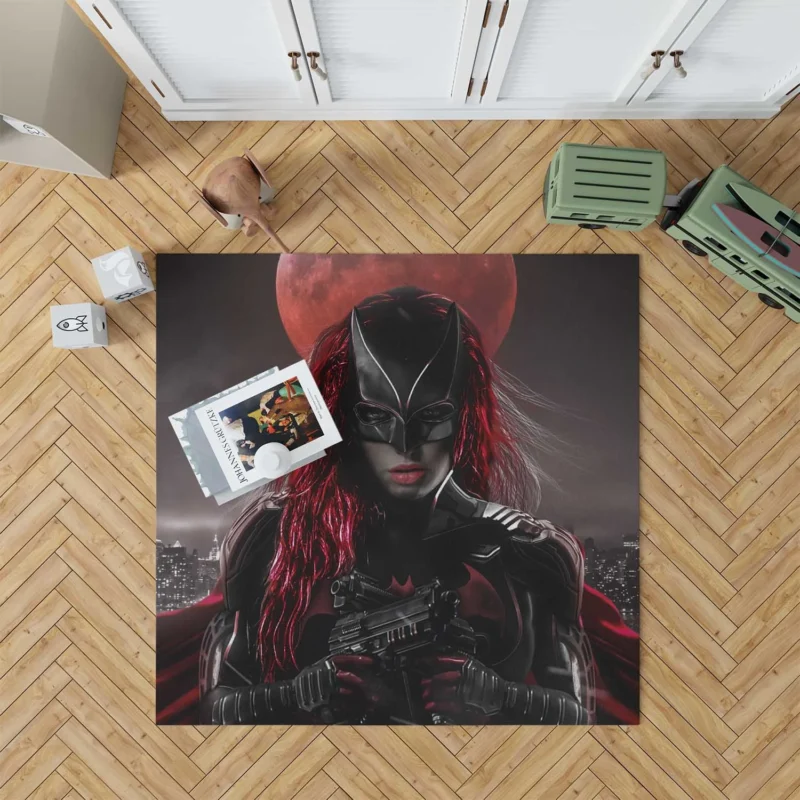 Batwoman TV Show: Masked Hero with Armor and Weapons Floor Rug
