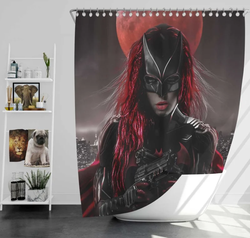 Batwoman TV Show: Masked Hero with Armor and Weapons Shower Curtain