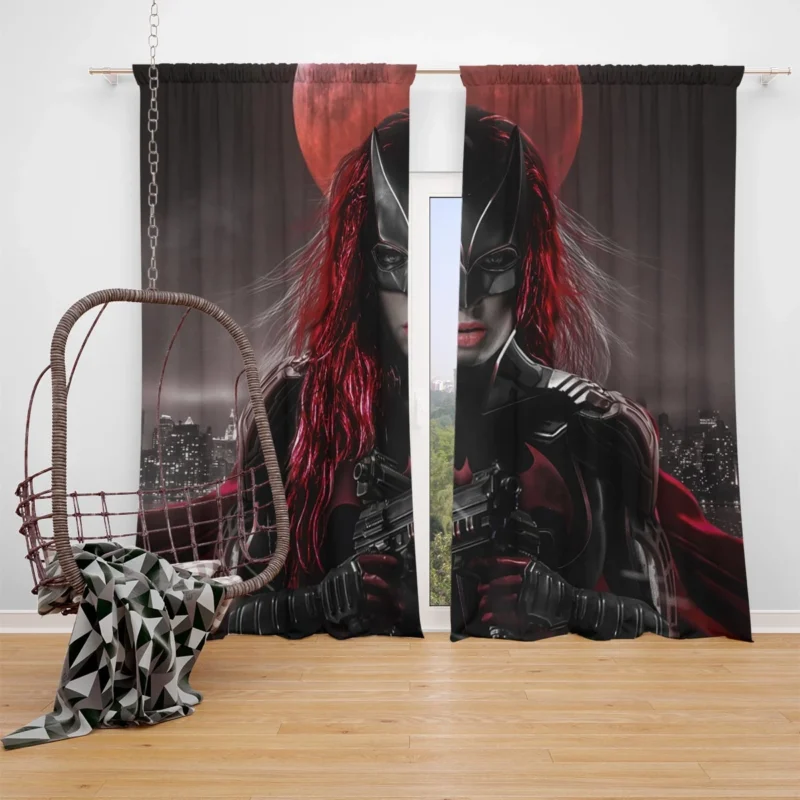 Batwoman TV Show: Masked Hero with Armor and Weapons Window Curtain