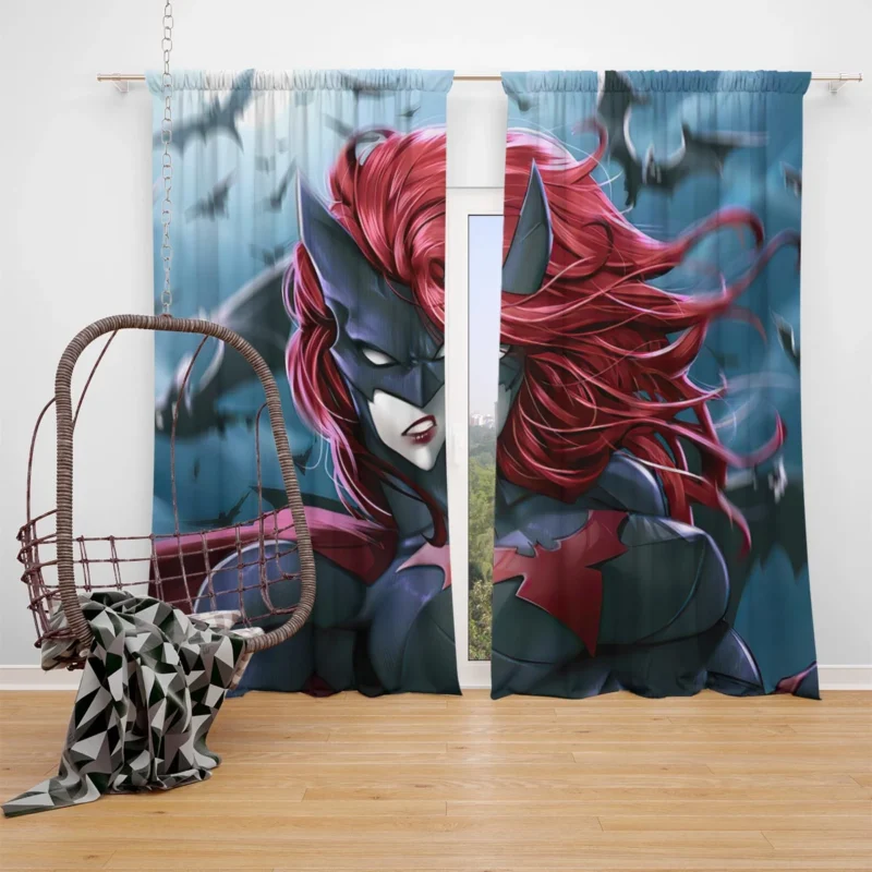 Batwoman: The Iconic Red-Haired Heroine of DC Comics Window Curtain