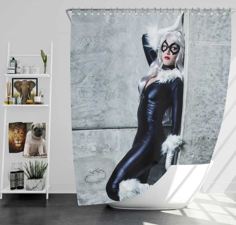 Black Cat Cosplay: Embrace the Intrigue Shower Curtain