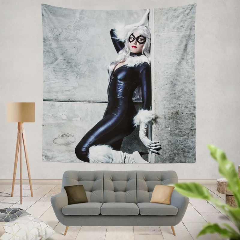 Black Cat Cosplay: Embrace the Intrigue  Wall Tapestry