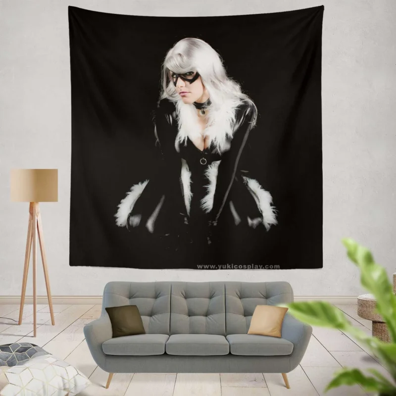 Black Cat Cosplay: Embracing the Look  Wall Tapestry