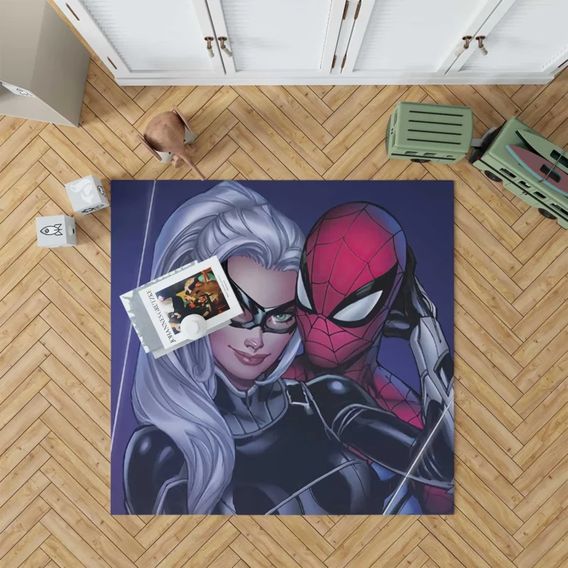 Black Cat Role in Spider-Man Comics Floor Rug