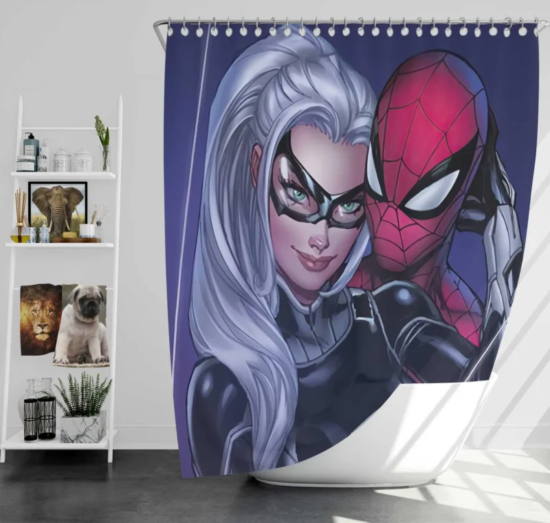 Black Cat Role in Spider-Man Comics Shower Curtain