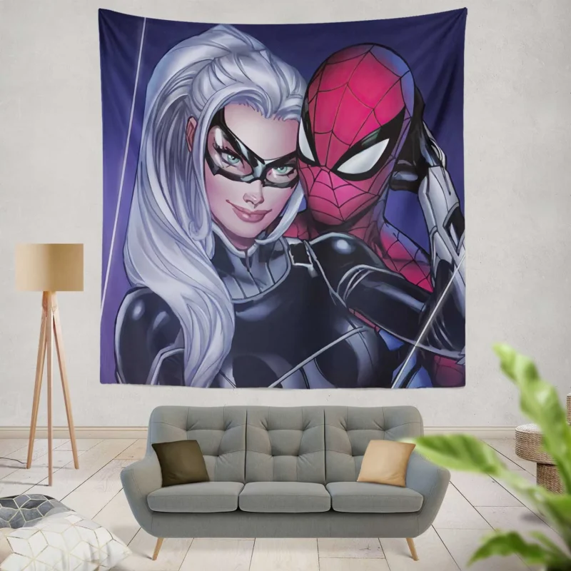 Black Cat Role in Spider-Man Comics  Wall Tapestry