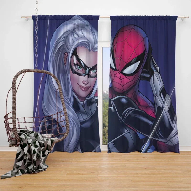 Black Cat Role in Spider-Man Comics Window Curtain