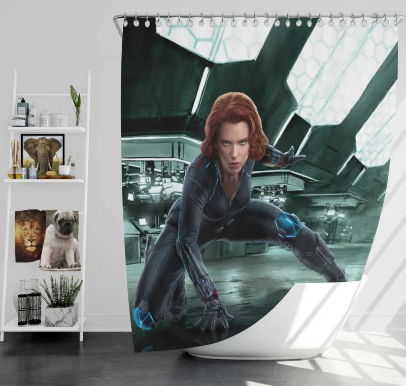 Black Widow Arrival in Age of Ultron Shower Curtain