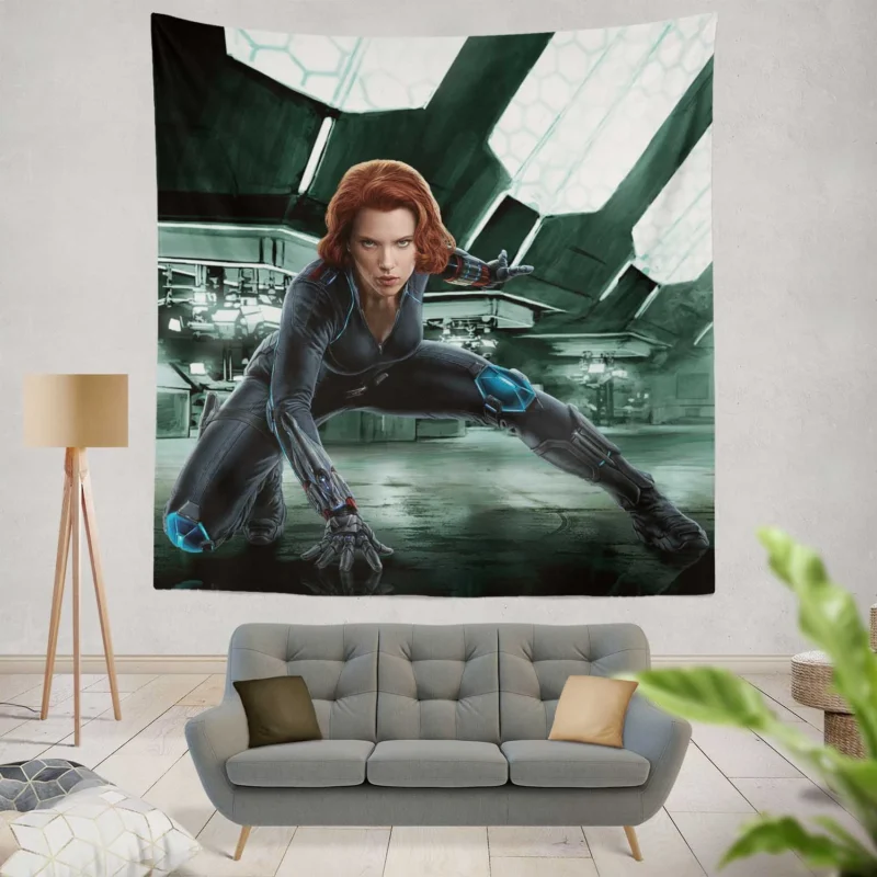 Black Widow Arrival in Age of Ultron  Wall Tapestry