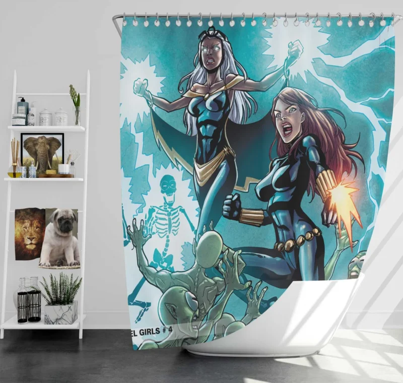 Black Widow & Storm: Marvel Powerful Duo Shower Curtain