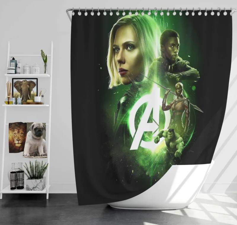 Black Widow and Black Panther in Avengers: Infinity War Shower Curtain