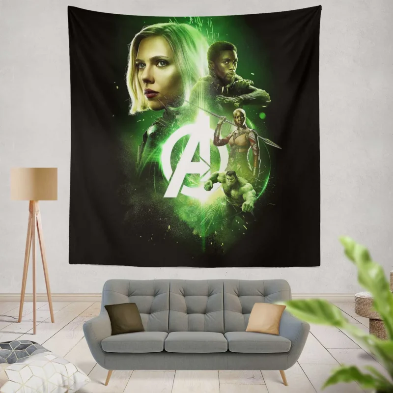Black Widow and Black Panther in Avengers: Infinity War  Wall Tapestry