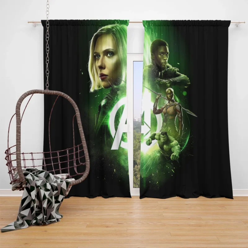 Black Widow and Black Panther in Avengers: Infinity War Window Curtain
