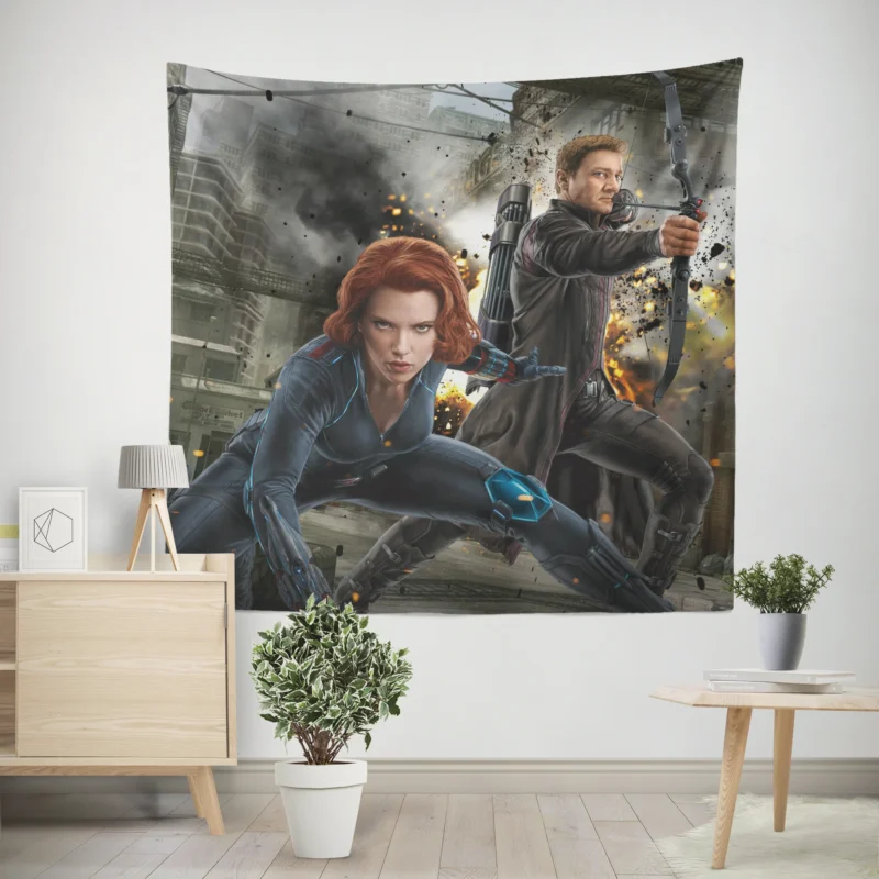 Black Widow and Hawkeye in Avengers: Age of Ultron  Wall Tapestry