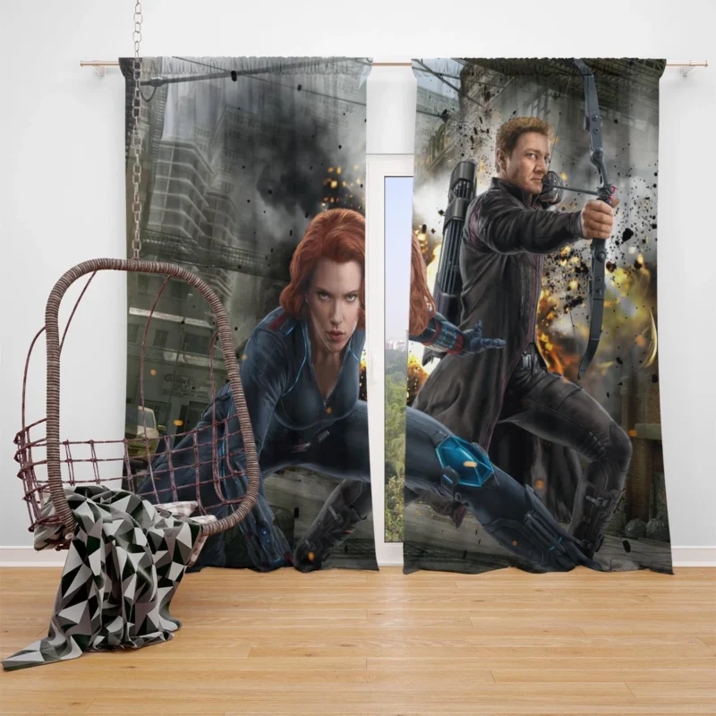 Black Widow and Hawkeye in Avengers: Age of Ultron Window Curtain