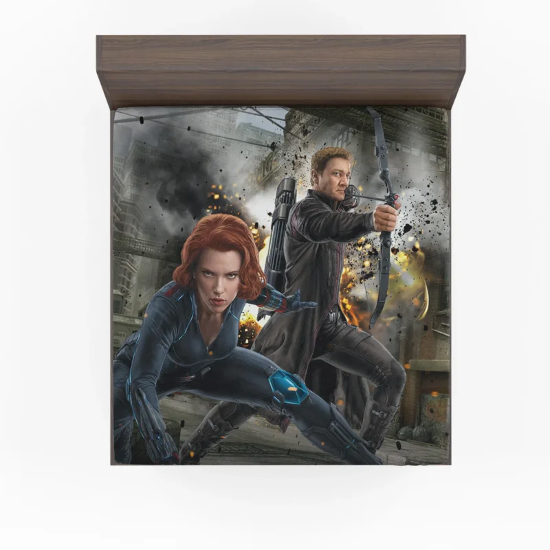 Black Widow and Hawkeye in Avengers Fitted Sheet