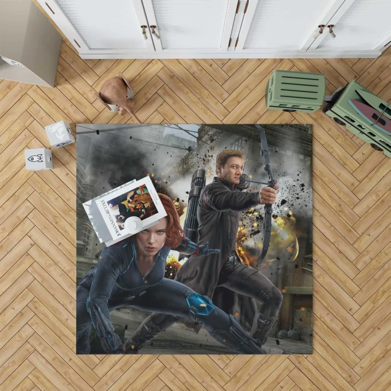 Black Widow and Hawkeye in Avengers Floor Rug