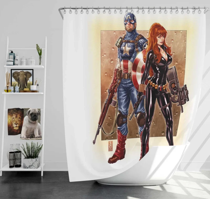 Black Widow in Captain America Comics Shower Curtain