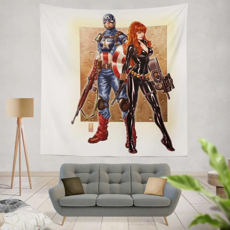 Black Widow in Captain America Comics  Wall Tapestry