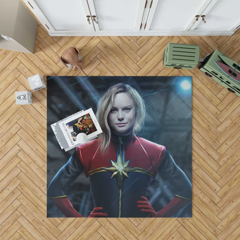 Brie Larson as Captain Marvel in Stunning Wallpaper Floor Rug