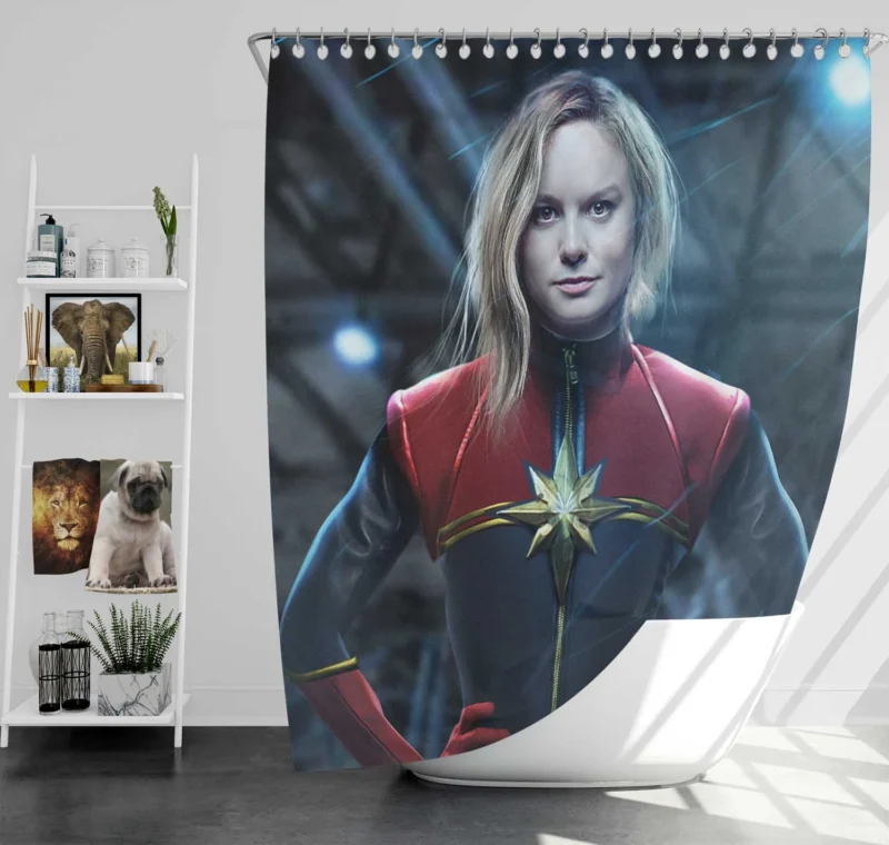 Brie Larson as Captain Marvel in Stunning Wallpaper Shower Curtain