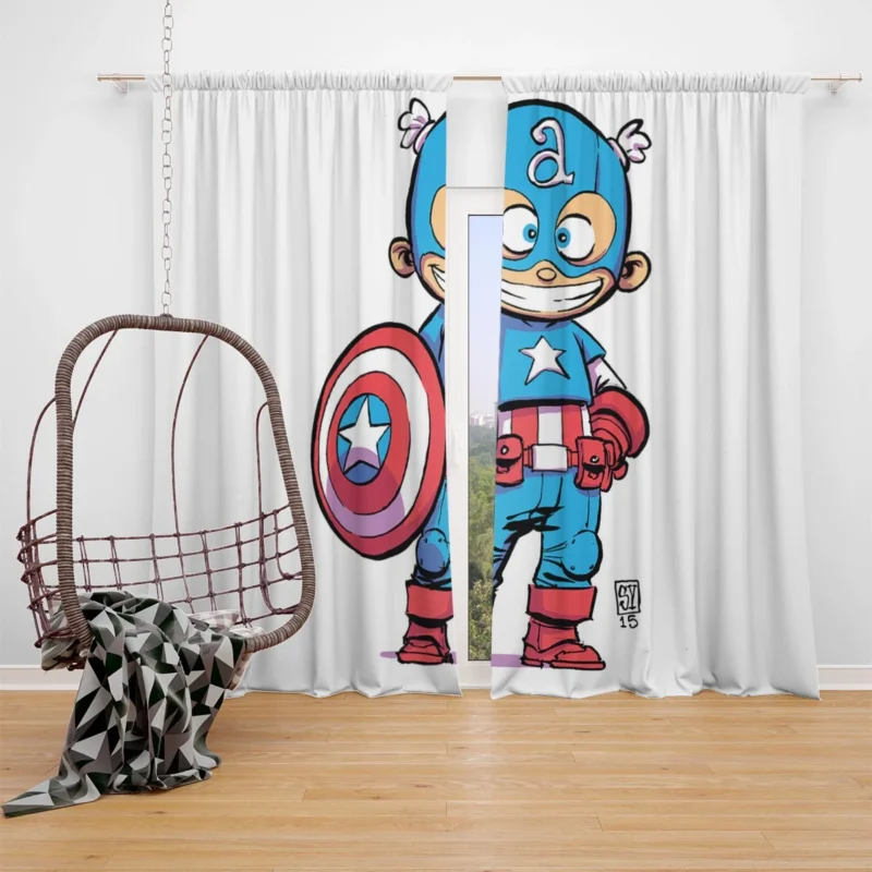 Captain America: A Heroic Marvel Character Window Curtain